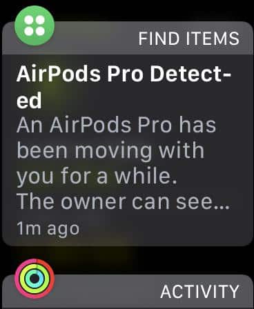 AirPods Pro Detected on Apple Watch
