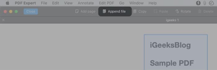 Combine two PDFS using PDF Expert