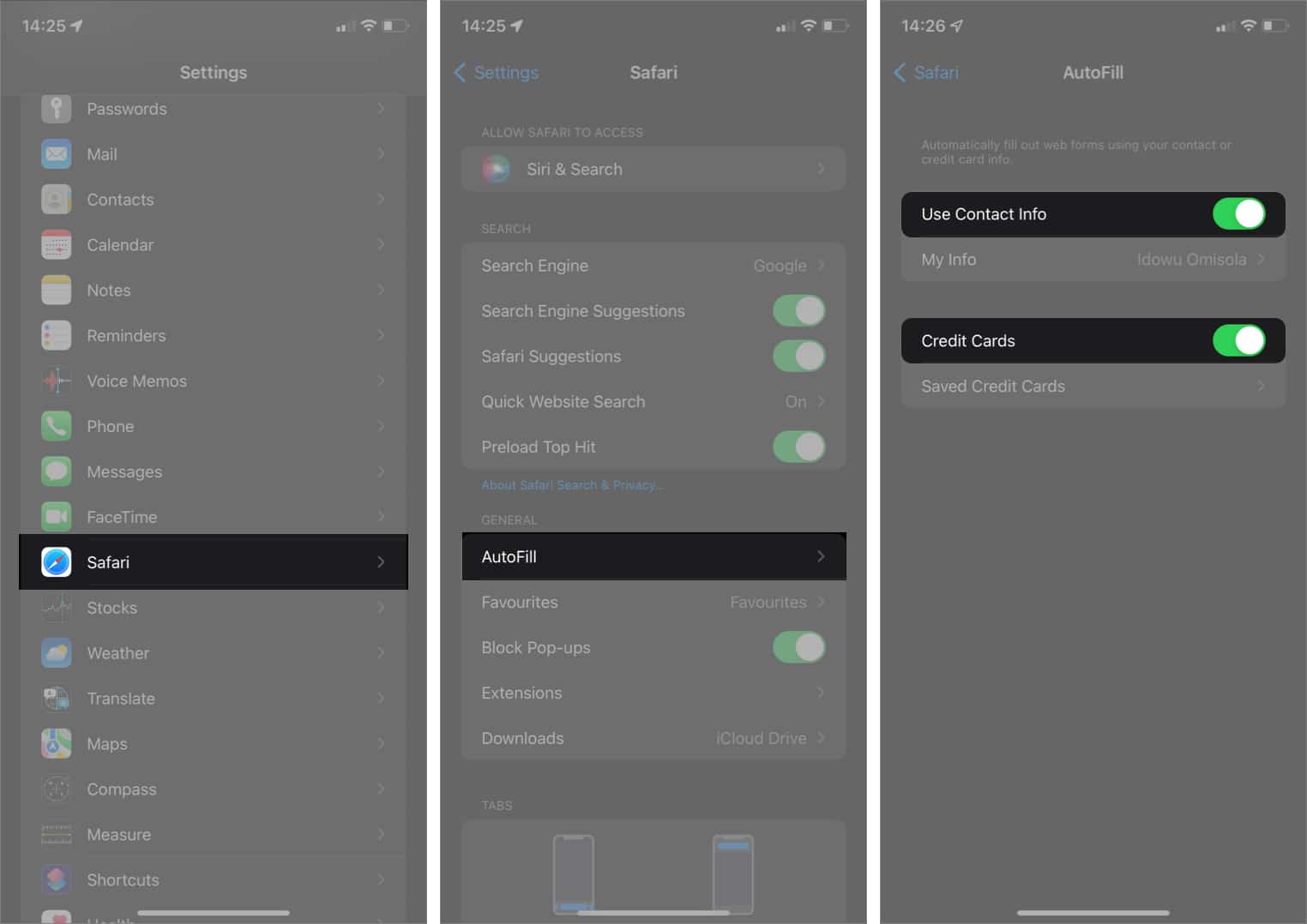 how do you change autofill email on ipad