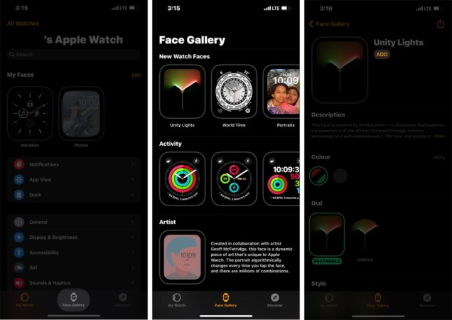 How to add Unity Lights watch face in Apple Watch