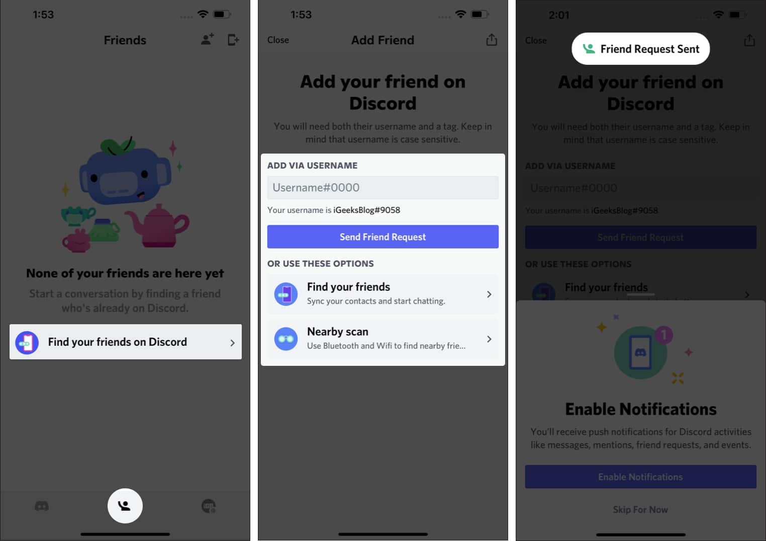 How to find or add friends on Discord on iPhone