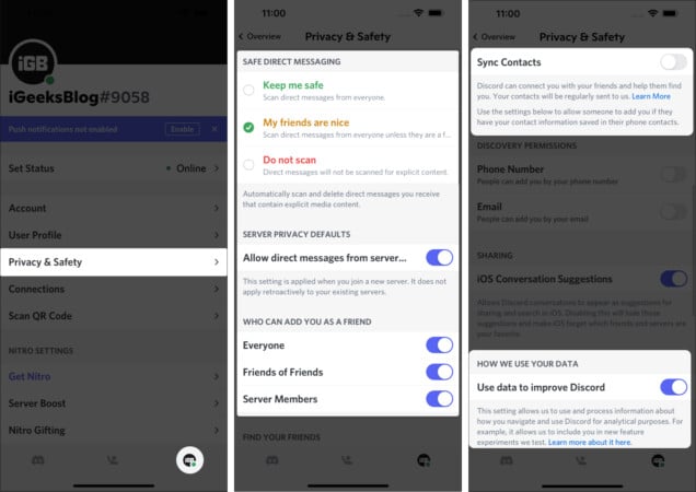 Privacy settings to tweak on Discord on iPhone