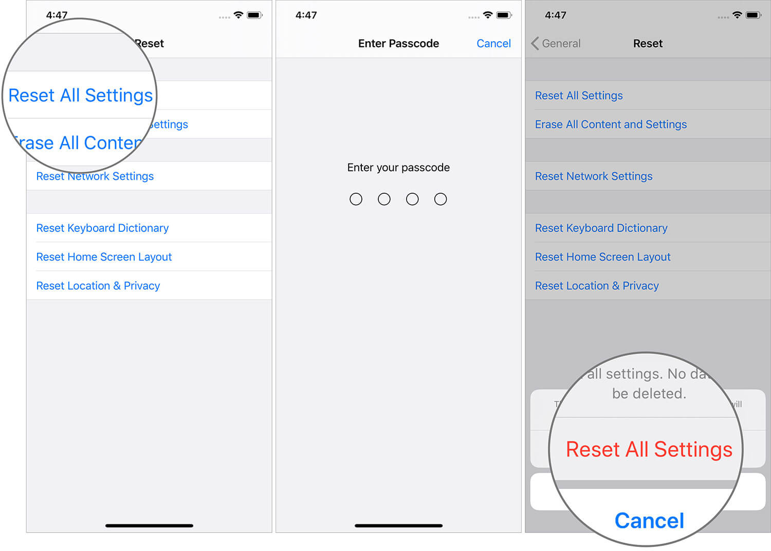 Reset All Settings on iPhone