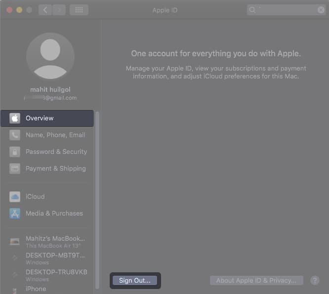 Sign Out of iCloud on Mac