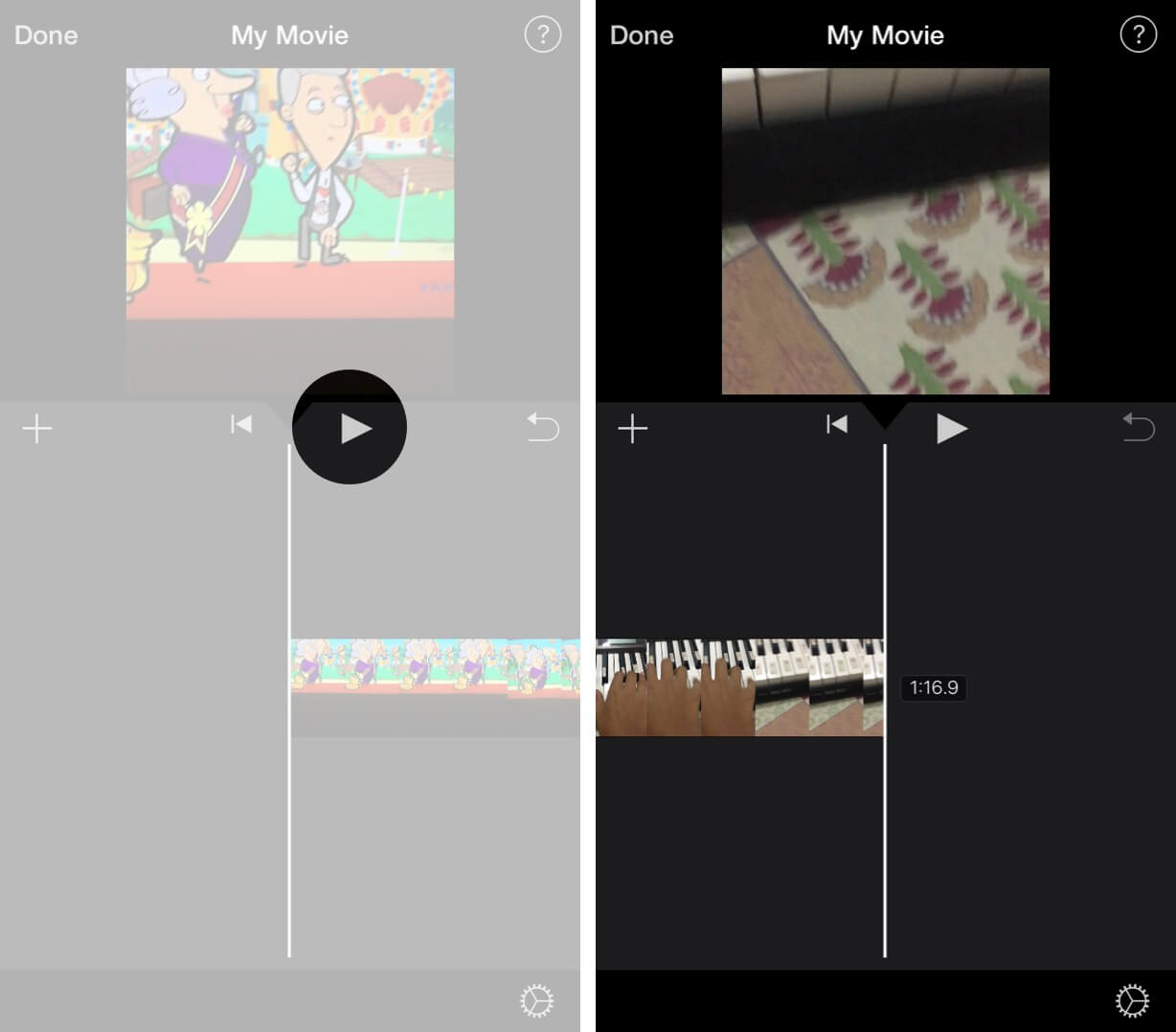Tap on Play to Start Videos in iMovie on iPhone