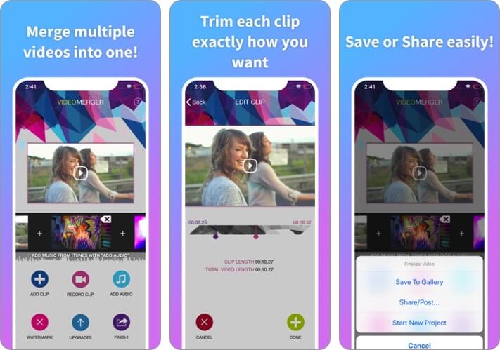 Video Merger iPhone and iPad App Screenshot