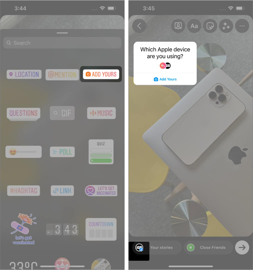 Add Add Yours stickers in your Instagram stories on iPhone