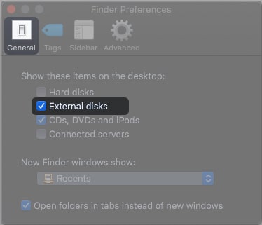 Change Finder Preferences setting on Mac