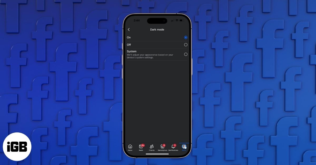 How to turn on dark mode for facebook