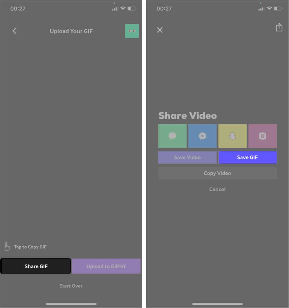 Make a GIF from videos with a third party app