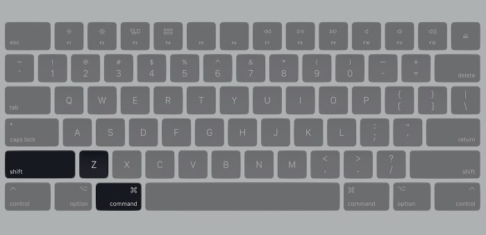 Нажмите Shift + Command + Z на клавиатуре Mac.