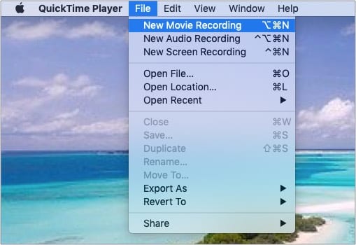 Click File and choose New Movie Recording