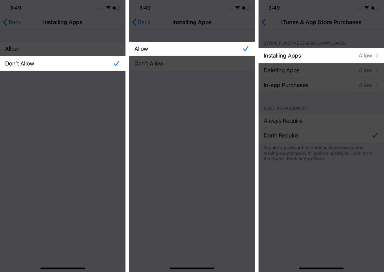 disable restrictions for app store from screen time on iphone