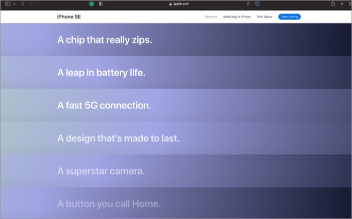 Обои для iPhone SE 2022, вдохновленные веб-сайтом Apple