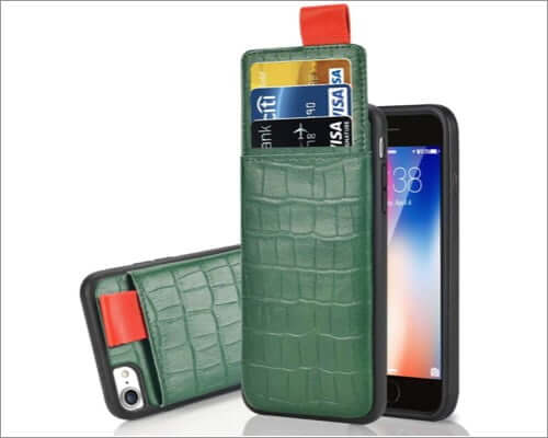 lameeku crocodile pattern iphone se 2020 wallet case