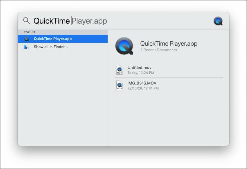 Open QuickTime Player on Mac