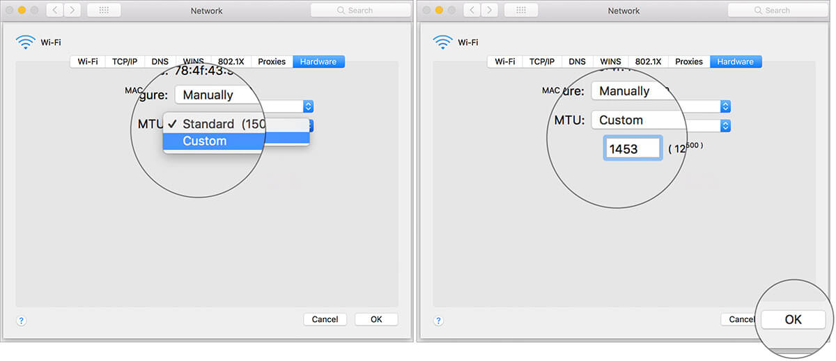 Change MTU to Custom in Mac Network Settings