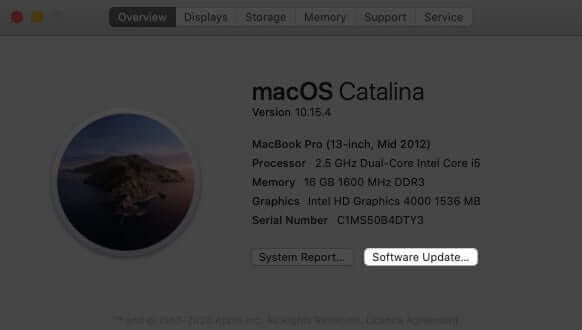 Click on Software Update in About This Mac