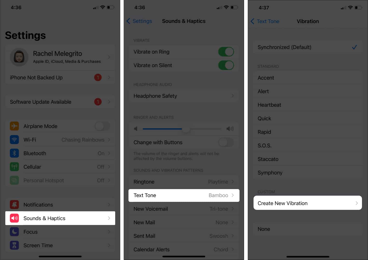 Create New Vibration from iPhone's Settings