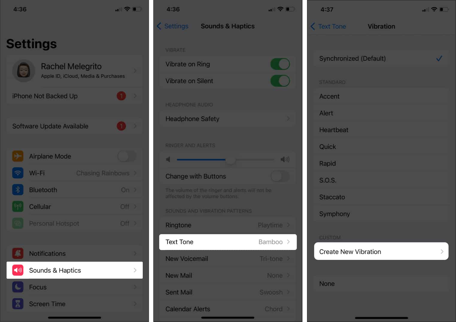 How to set a custom vibration alert on iPhone for specific contact  - 98