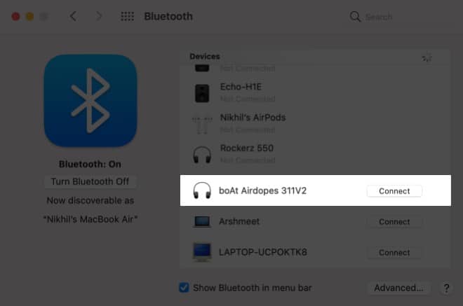 Delete the device profile and connect bluetooth device again on Mac