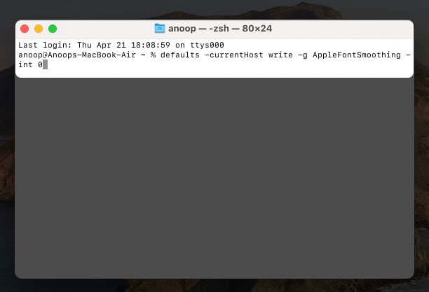 Enable smooth fonts on Mac running macOS Big Sur or above