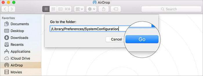 Go to SystemConfiguration Setion on Mac
