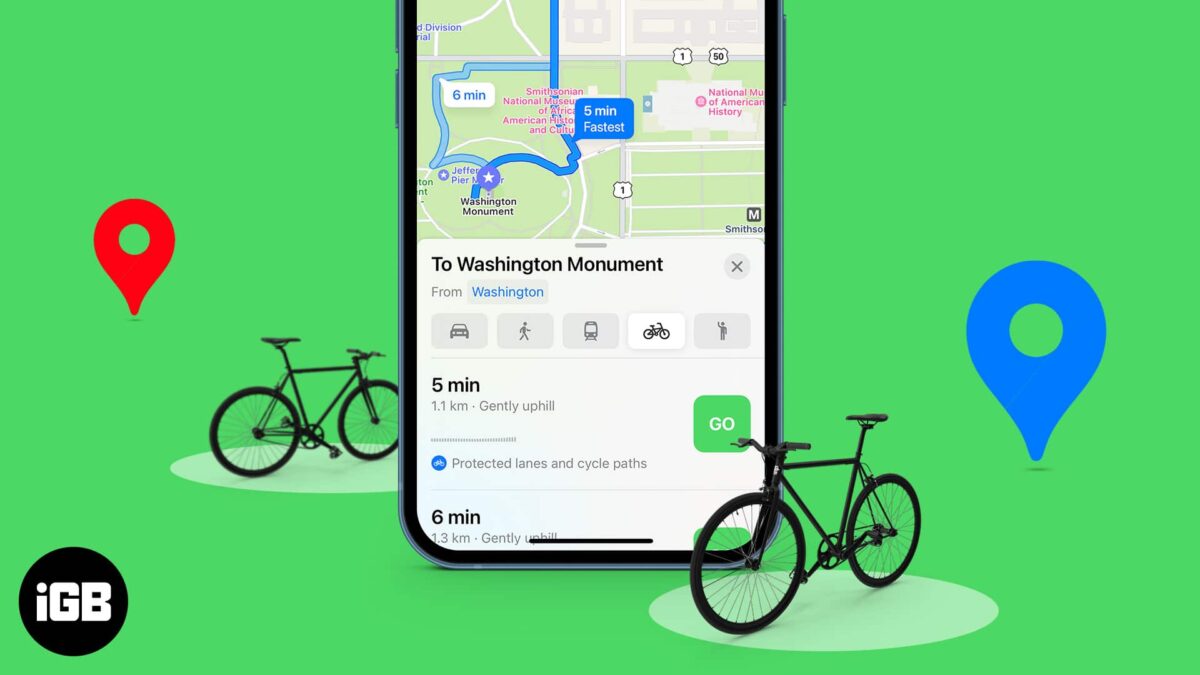 How to get cycling directions in apple maps on iphone