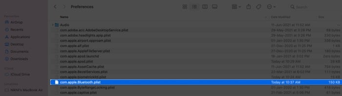 Select com.apple.Bluetooth.plist from Mac