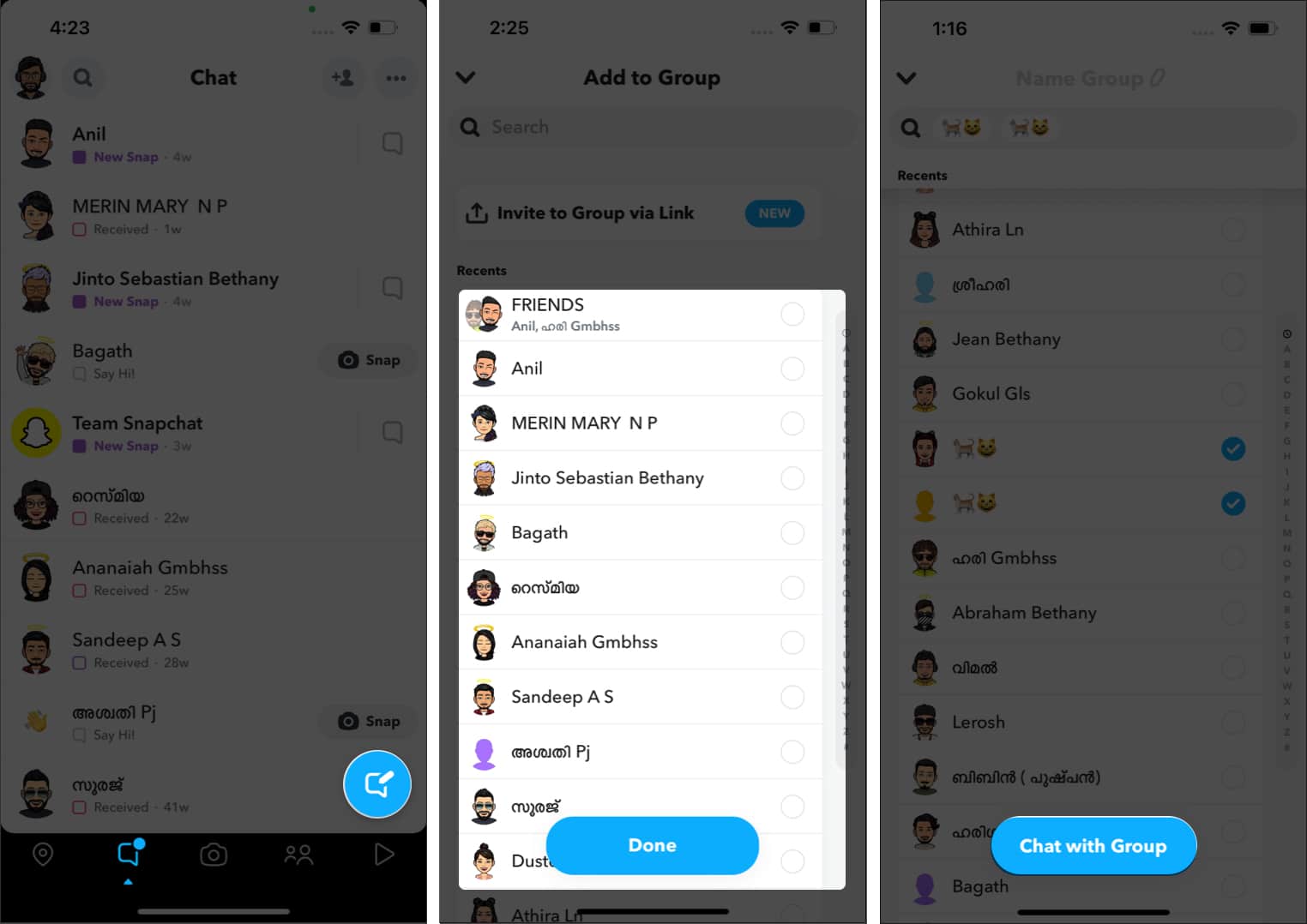 Настройте другую группу в Snapchat на iPhone