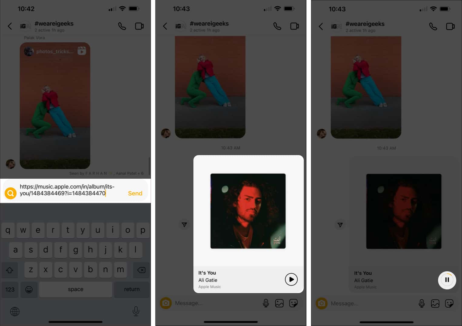 Share song clips with friends using Apple Music