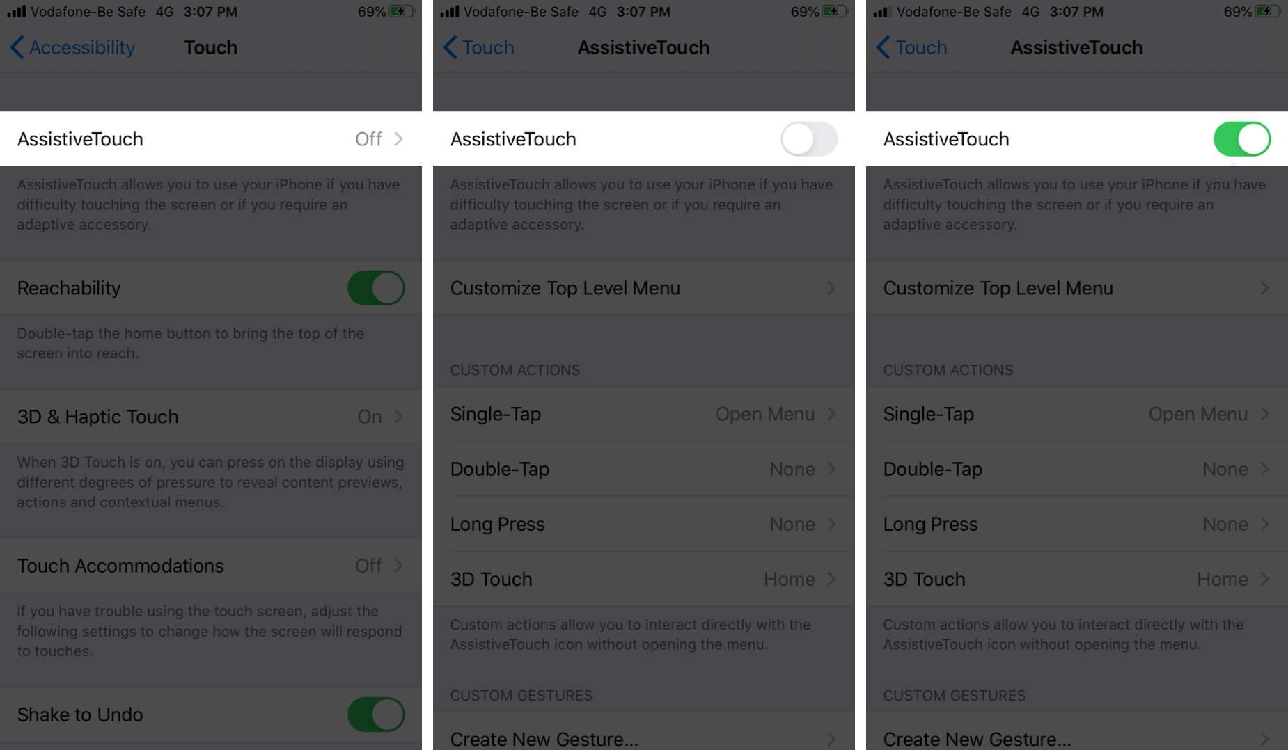 Turn ON AssistiveTouch on iPhone