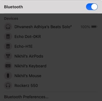 Turn off and on Mac's Bluetooth