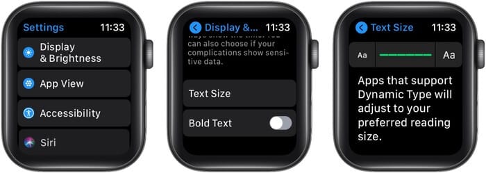 Increase Apple Watch text size to read comfortably