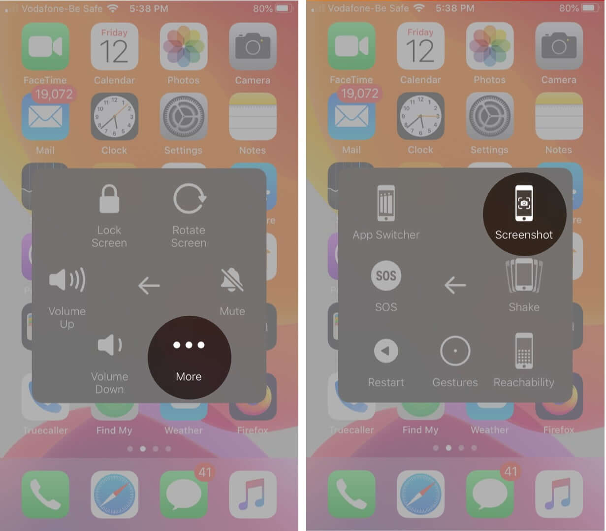 take screenshot using assistivetouch on iphone