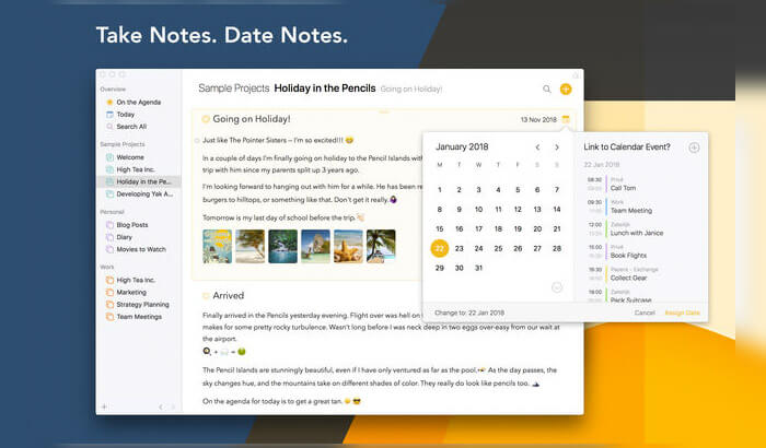 Agenda Mac Note Taking App Screenshot