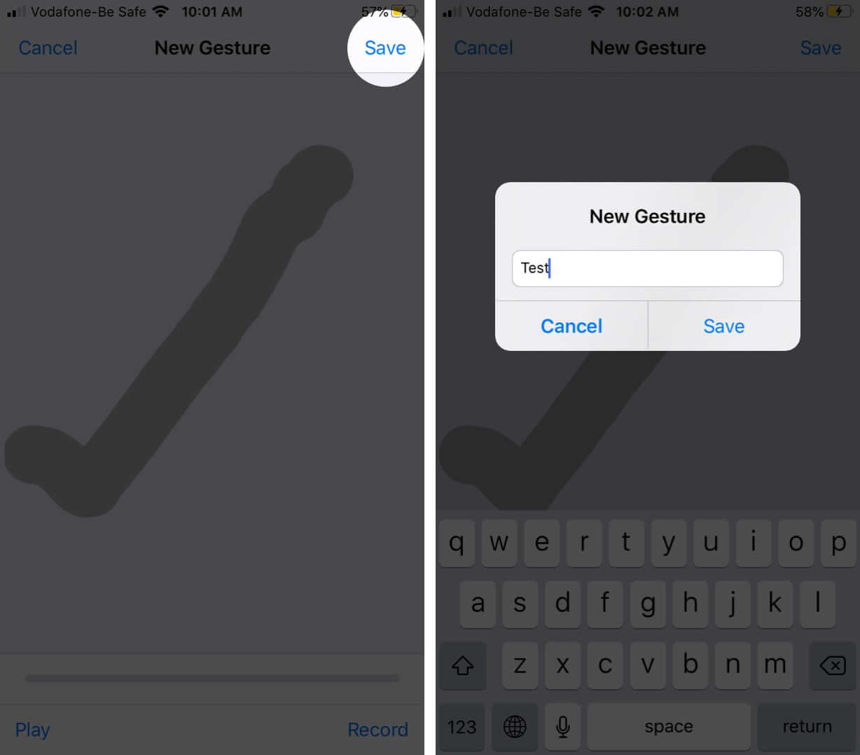 Create New AssistiveTouch Gestures on iPhone