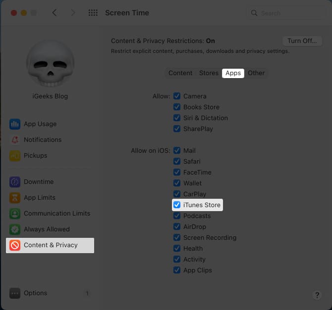 Ensure Mac App Store is not restricted