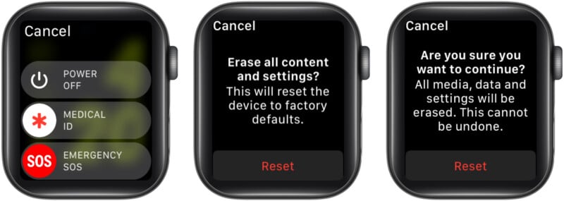 Force erase Apple Watch