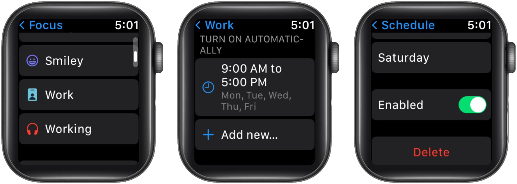 How to delete or disable a Focus schedule on Apple Watch