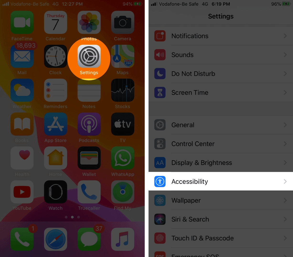 Open Settings and Tap on Accessibility
