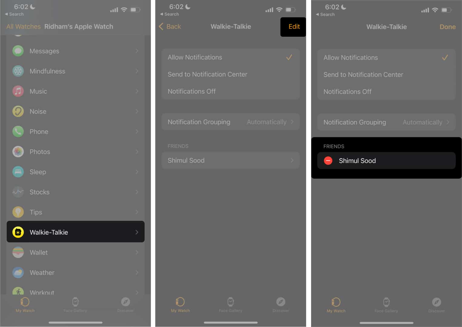 Remove friends from the Walkie-Talkie app on iPhone