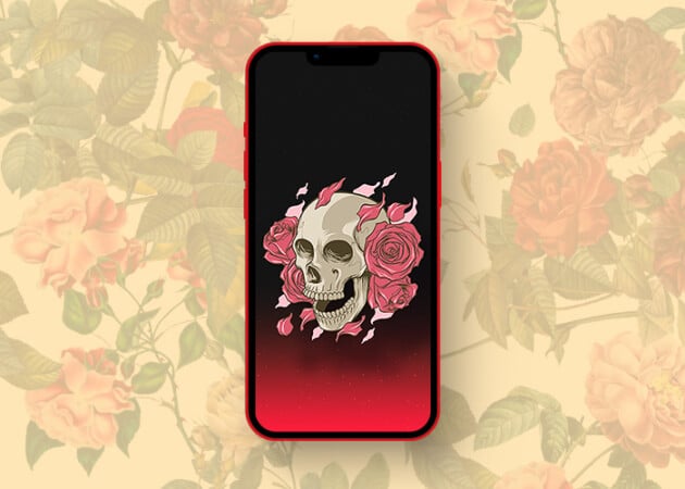 Rose and skull wallpaper iPhone