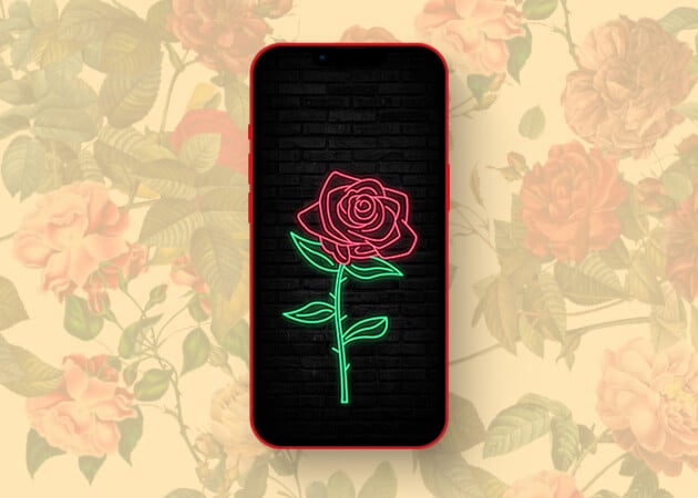 Rose neon wallpaper for iPhone