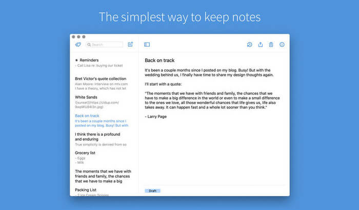 Simplenote Mac Note Taking App Screenshot