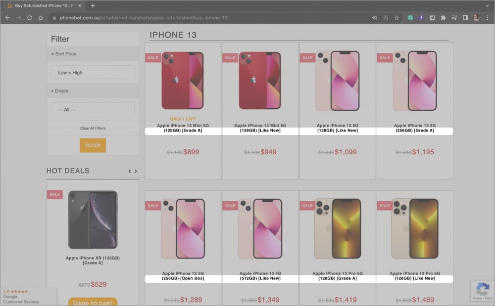 The grading system followed by phonebot australia The grading system followed by PhoneBot Australia