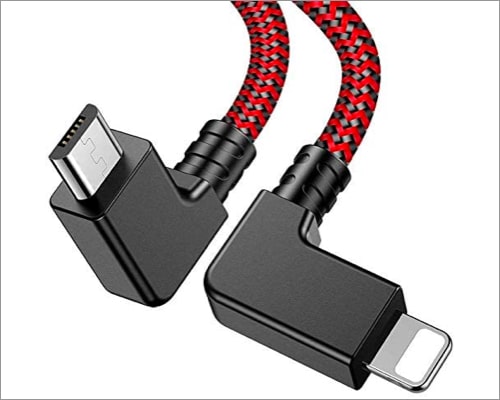 Wondrux Compatible 1FT 90 Degree Micro USB to iOS OTG Data Cable