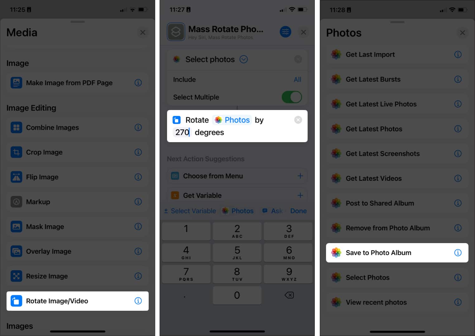 Choose Save to Photo Album from Shortcuts app on iPhone