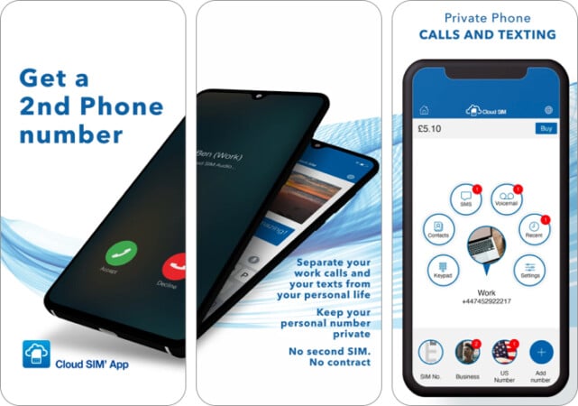 Cloud SIM Second Phone Number app for iPhone