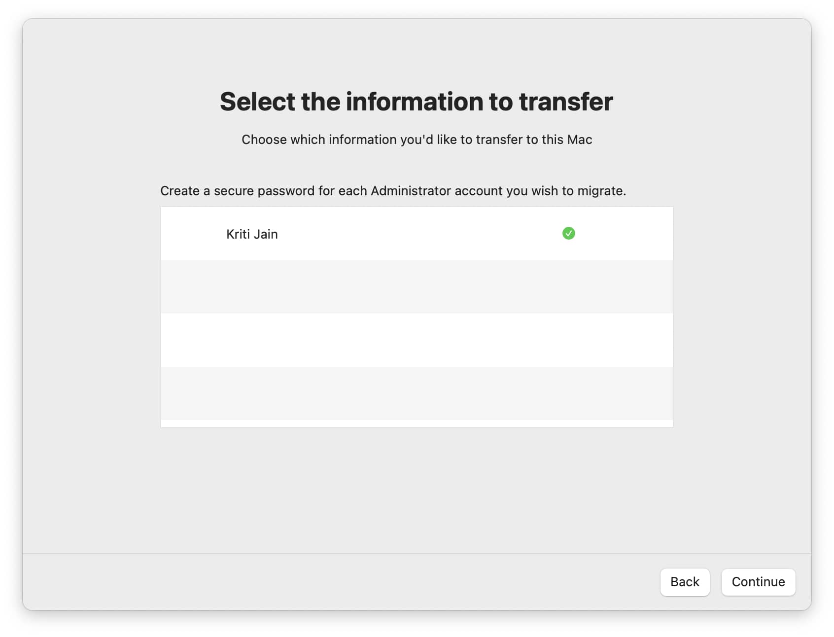 Confirm transfer of files on Mac